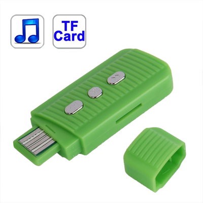 Direct Plug USB Flash Disk Style TF (Micro SD) Card Slot MP3 Player (Green)